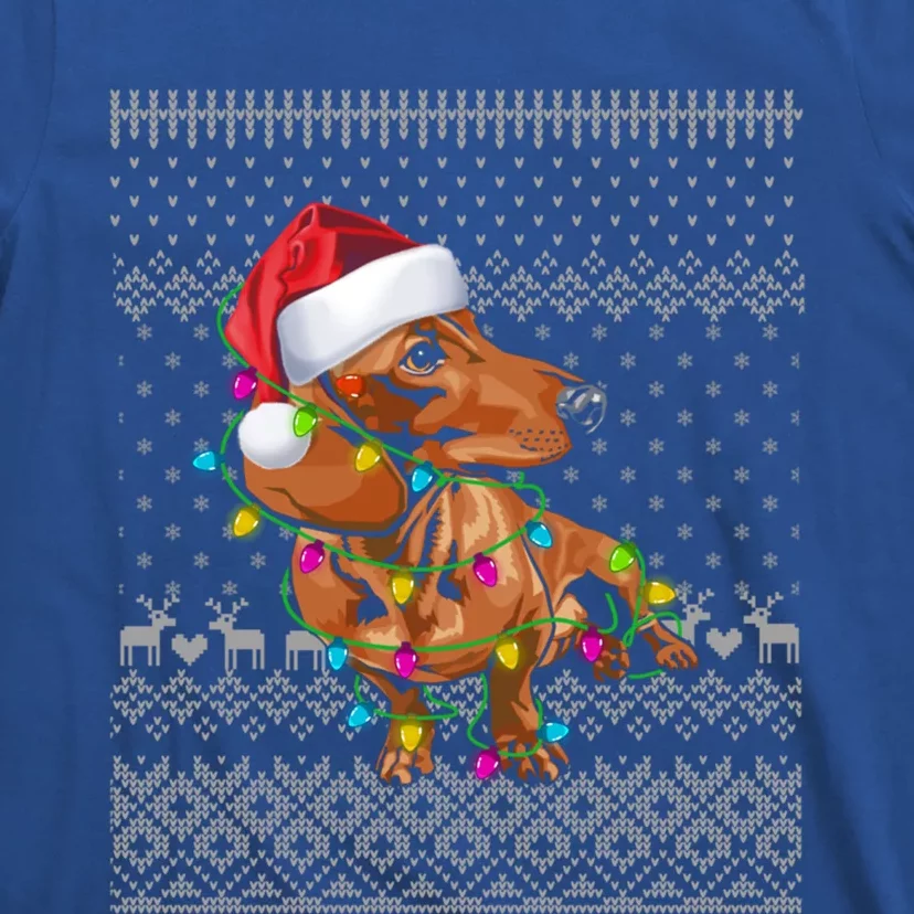 Ugly Sweater Christmas Lights Dachshund Dog Puppy Lover Gift T-Shirt