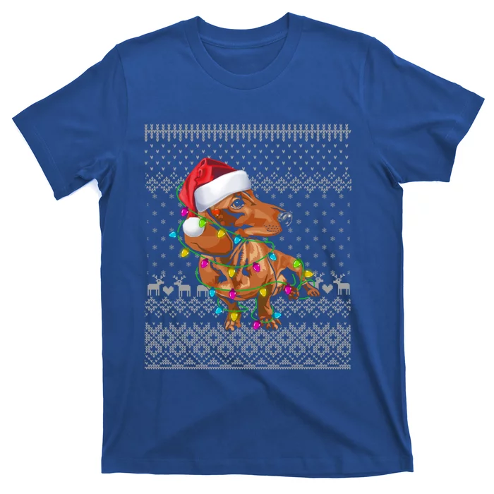 Ugly Sweater Christmas Lights Dachshund Dog Puppy Lover Gift T-Shirt