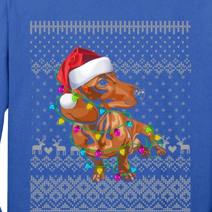 Ugly Sweater Christmas Lights Dachshund Dog Puppy Lover Gift Tall Long Sleeve T-Shirt