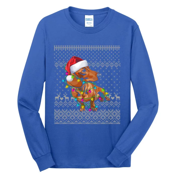 Ugly Sweater Christmas Lights Dachshund Dog Puppy Lover Gift Tall Long Sleeve T-Shirt