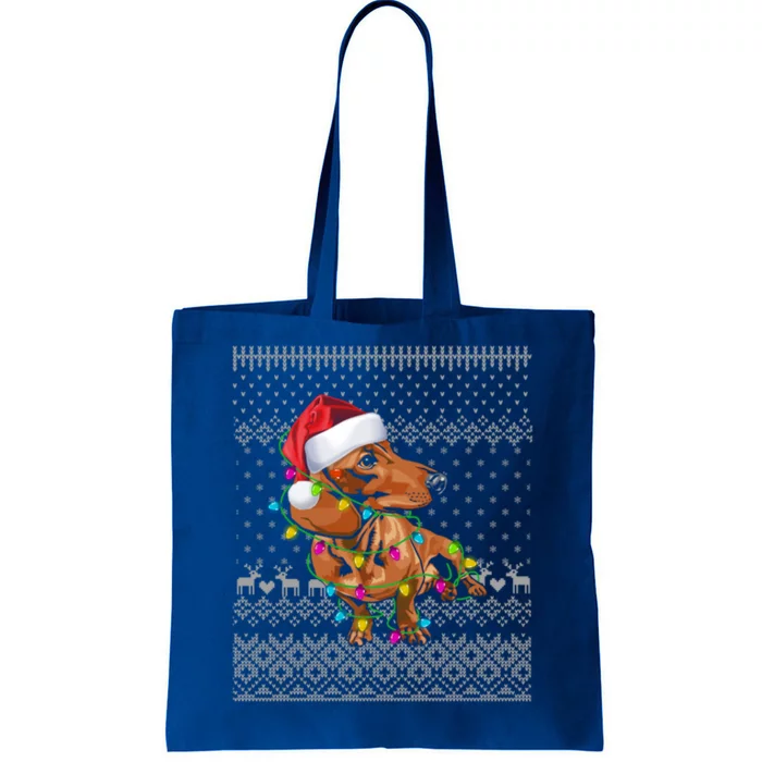 Ugly Sweater Christmas Lights Dachshund Dog Puppy Lover Gift Tote Bag