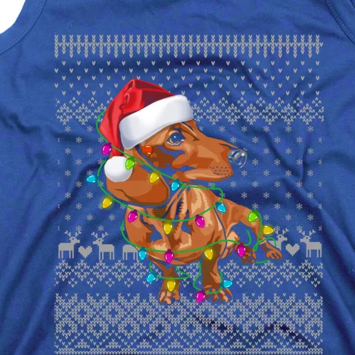 Ugly Sweater Christmas Lights Dachshund Dog Puppy Lover Gift Tank Top