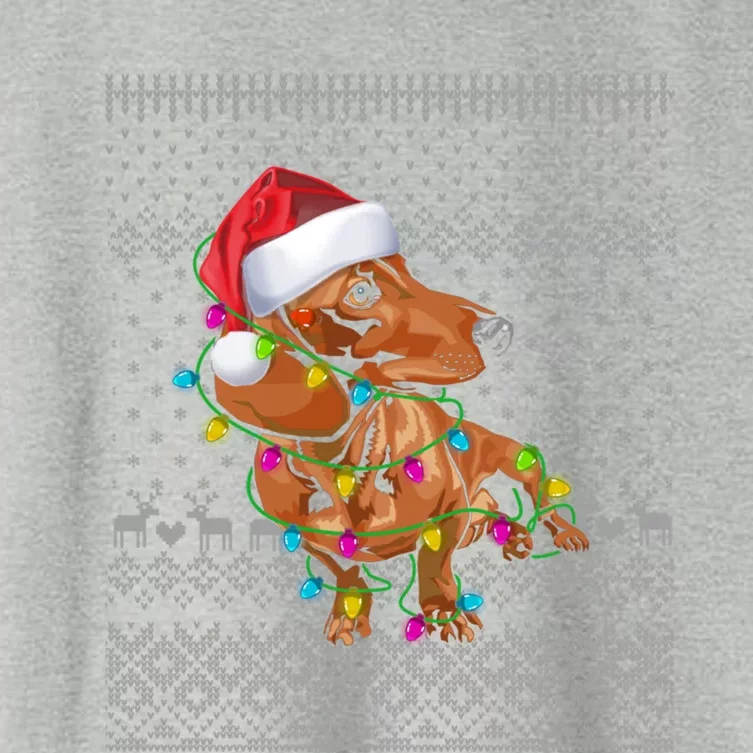 Ugly Sweater Christmas Lights Dachshund Dog Puppy Lover Gift Women's Crop Top Tee