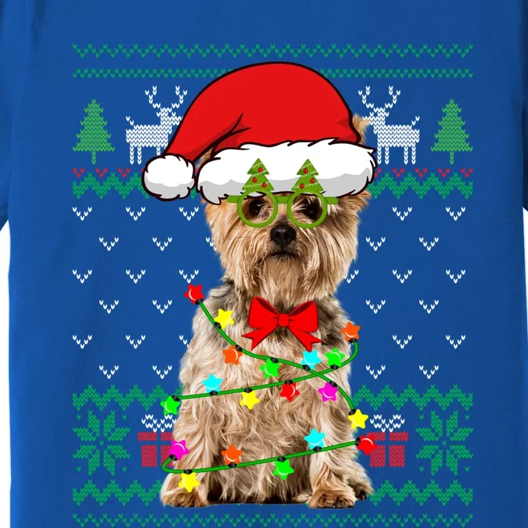 Ugly Sweater Christmas Lights Yorkshire Terrier Dog Puppy Meaningful Gift Premium T-Shirt