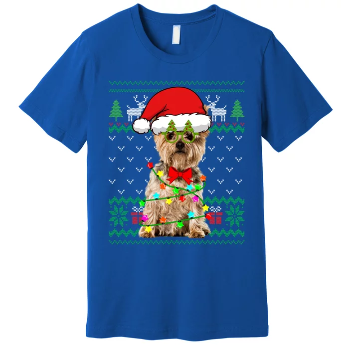 Ugly Sweater Christmas Lights Yorkshire Terrier Dog Puppy Meaningful Gift Premium T-Shirt