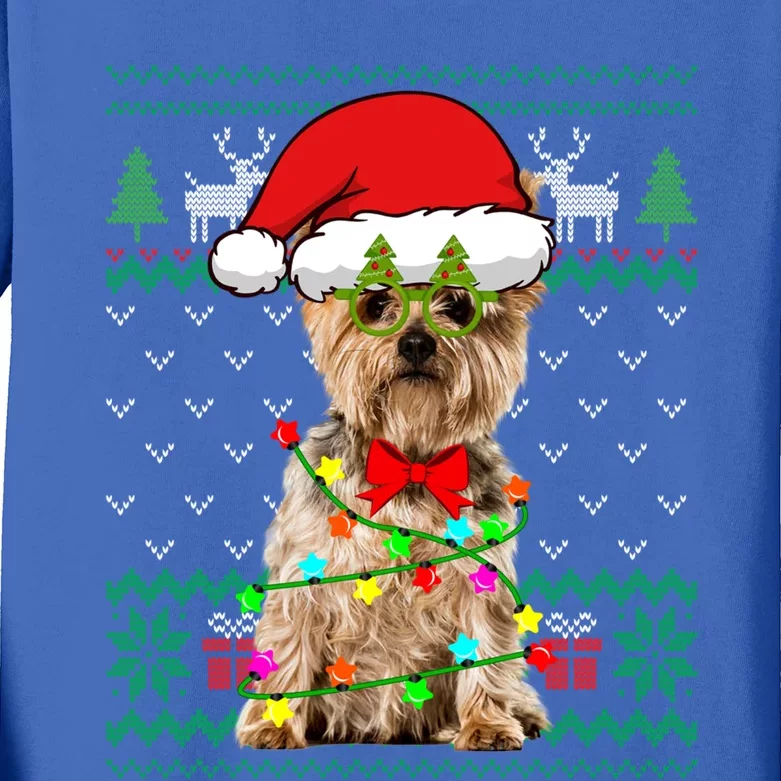 Ugly Sweater Christmas Lights Yorkshire Terrier Dog Puppy Meaningful Gift Kids Long Sleeve Shirt