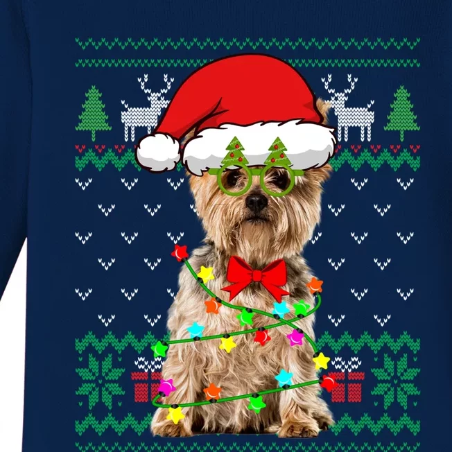 Ugly Sweater Christmas Lights Yorkshire Terrier Dog Puppy Meaningful Gift Baby Long Sleeve Bodysuit