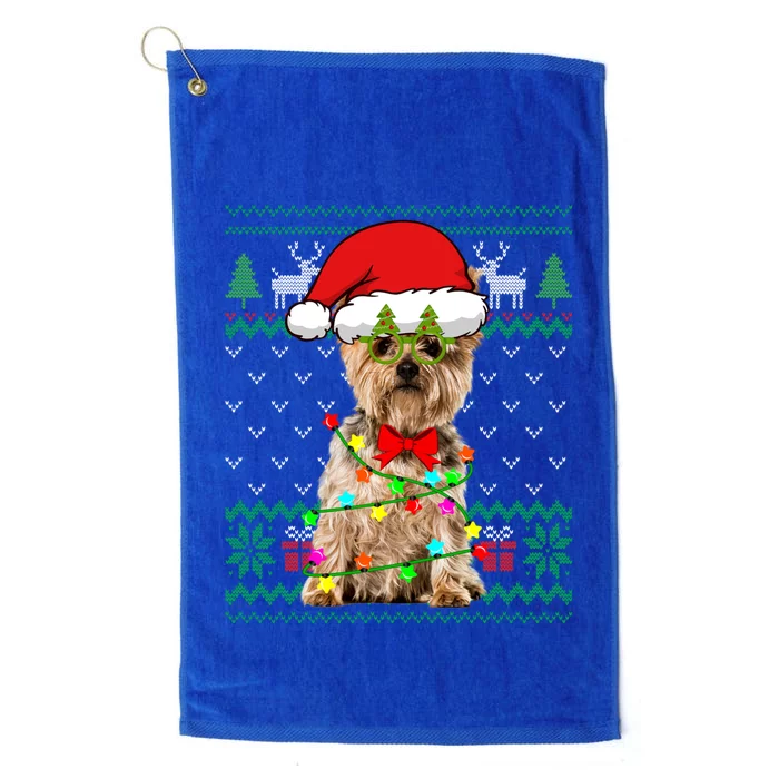 Ugly Sweater Christmas Lights Yorkshire Terrier Dog Puppy Meaningful Gift Platinum Collection Golf Towel