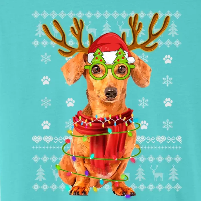 Ugly Sweater Christmas Lights Dachshund Dog Puppy Lover Xmas Gift ChromaSoft Performance T-Shirt