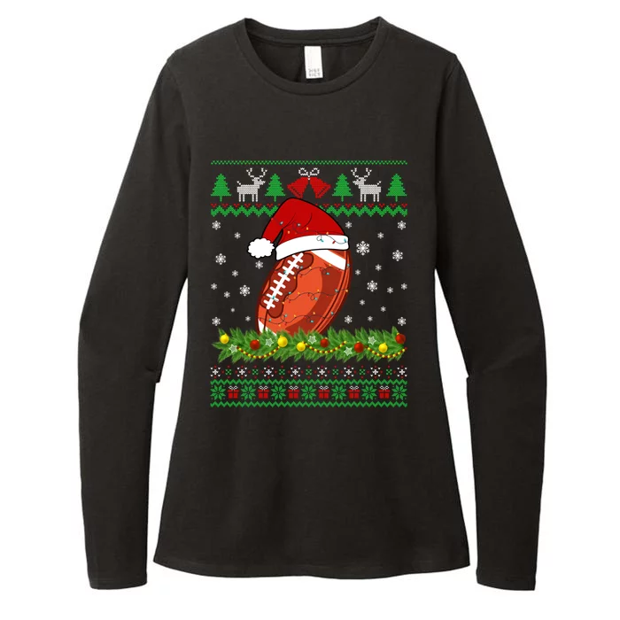 Ugly Sweater Christmas Lights Football Player Sport Xmas Great Gift Womens CVC Long Sleeve Shirt