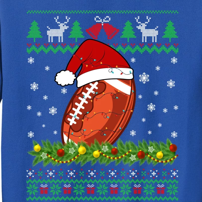 Ugly Sweater Christmas Lights Football Player Sport Xmas Great Gift Tall Sweatshirt