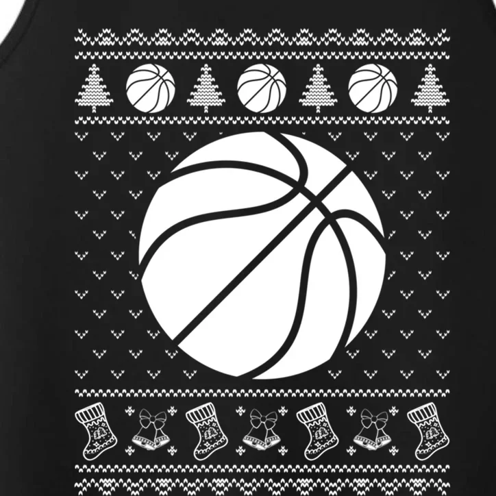 Ugly Sweater Christmas Holiday Design Funny Basketball Xmas Gift Performance Tank