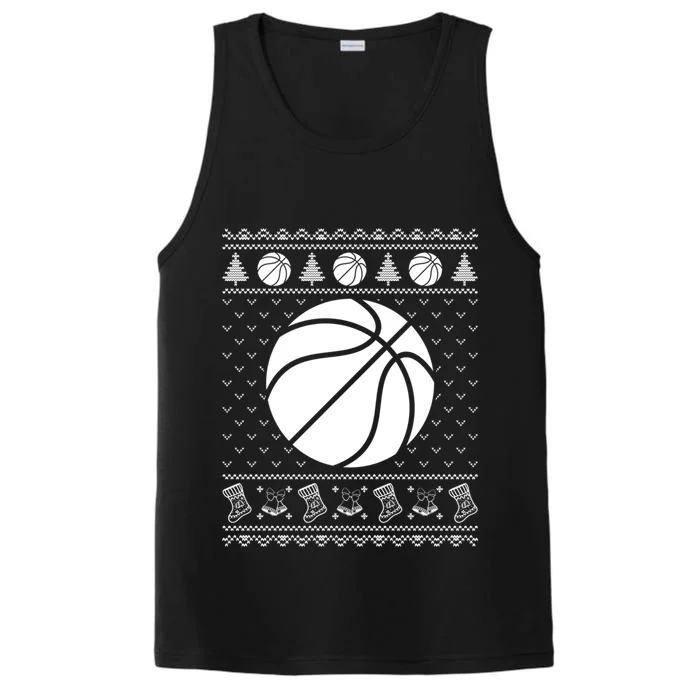 Ugly Sweater Christmas Holiday Design Funny Basketball Xmas Gift Performance Tank