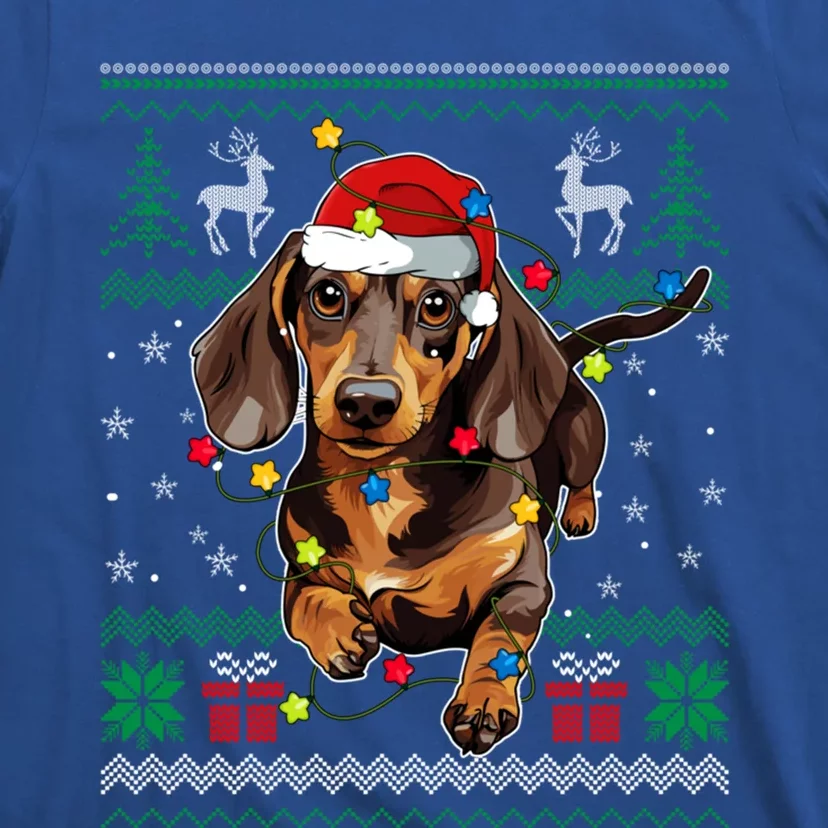 Ugly Sweater Christmas Lights Dachshund Dog Puppy Lover Long Gift T-Shirt