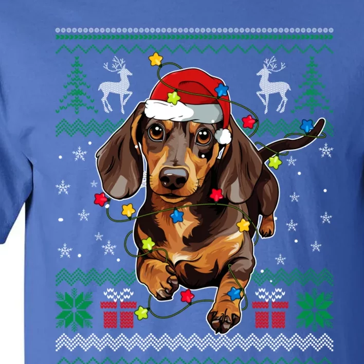 Ugly Sweater Christmas Lights Dachshund Dog Puppy Lover Long Gift Tall T-Shirt