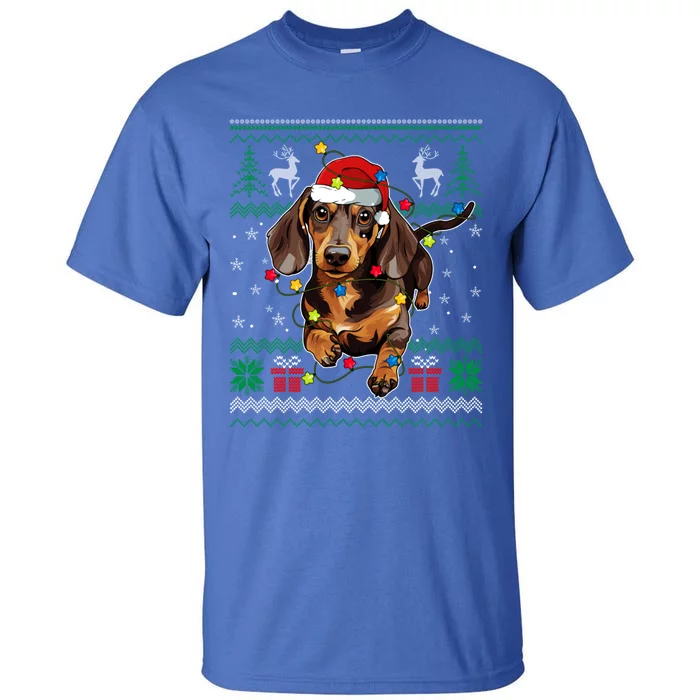 Ugly Sweater Christmas Lights Dachshund Dog Puppy Lover Long Gift Tall T-Shirt