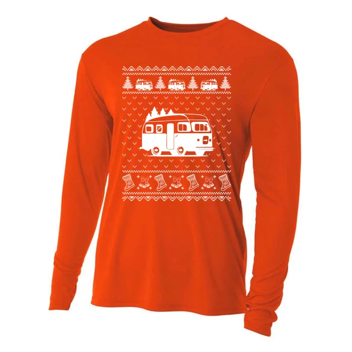 Ugly Sweater Christmas Holiday Design Funny Camper Xmas Great Gift Cooling Performance Long Sleeve Crew