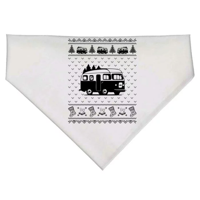 Ugly Sweater Christmas Holiday Design Funny Camper Xmas Great Gift USA-Made Doggie Bandana