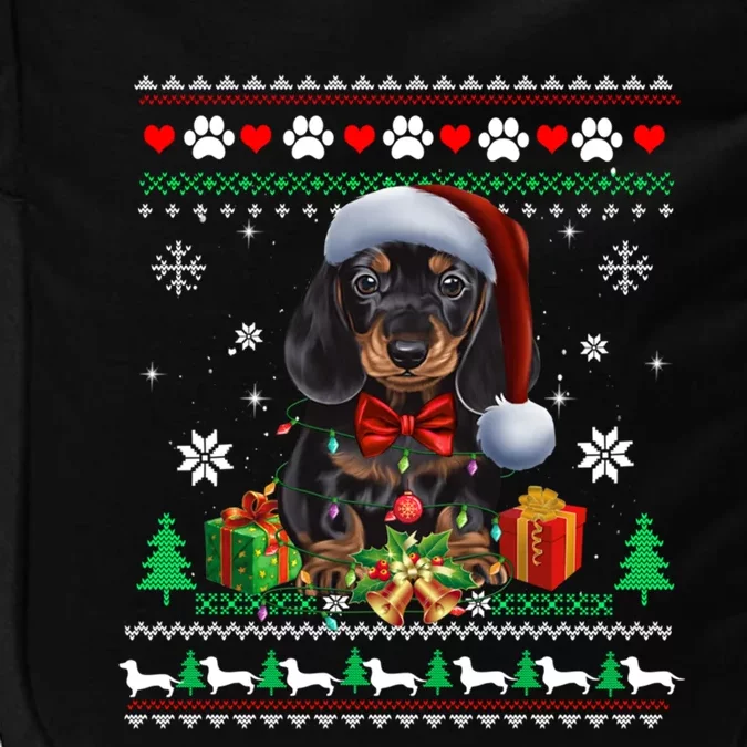 Ugly Sweater Christmas Lights Dachshund Dog Puppy Lover Funny Gift Impact Tech Backpack