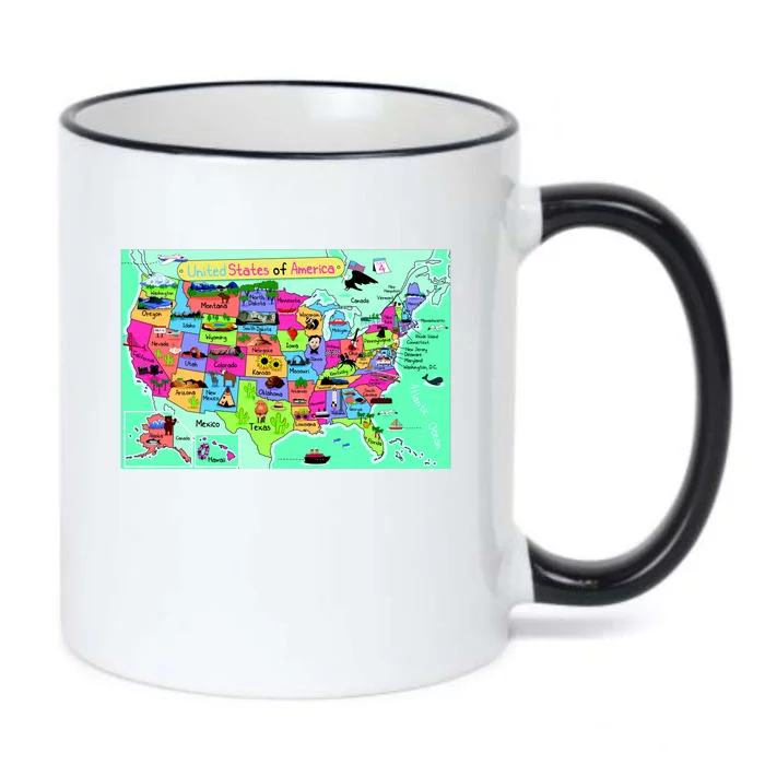 United States Cartoon Drawing Black Color Changing Mug