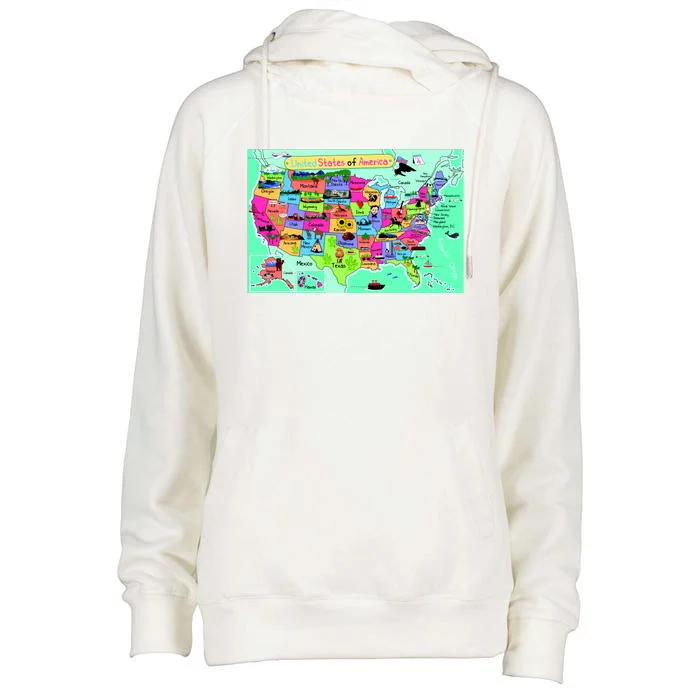 United States Cartoon Drawing Womens Funnel Neck Pullover Hood