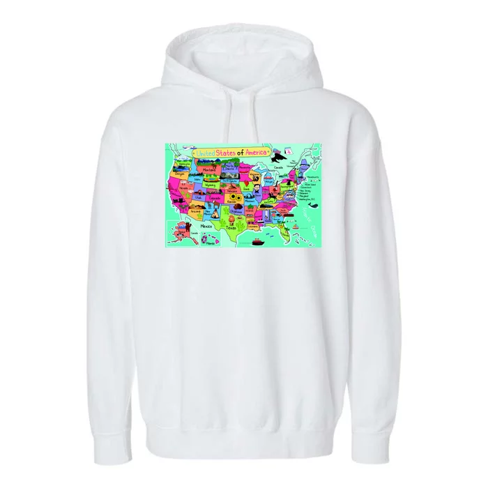 United States Cartoon Drawing Garment-Dyed Fleece Hoodie