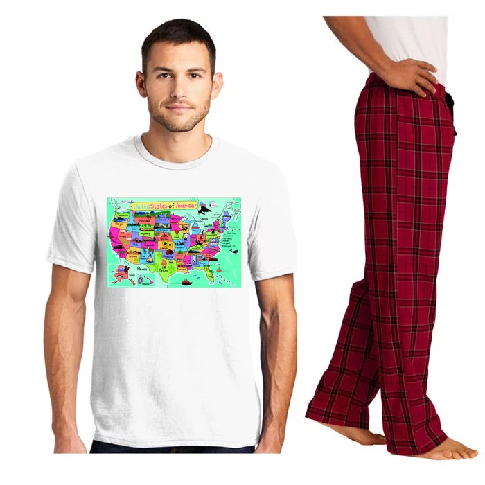 United States Cartoon Drawing Pajama Set