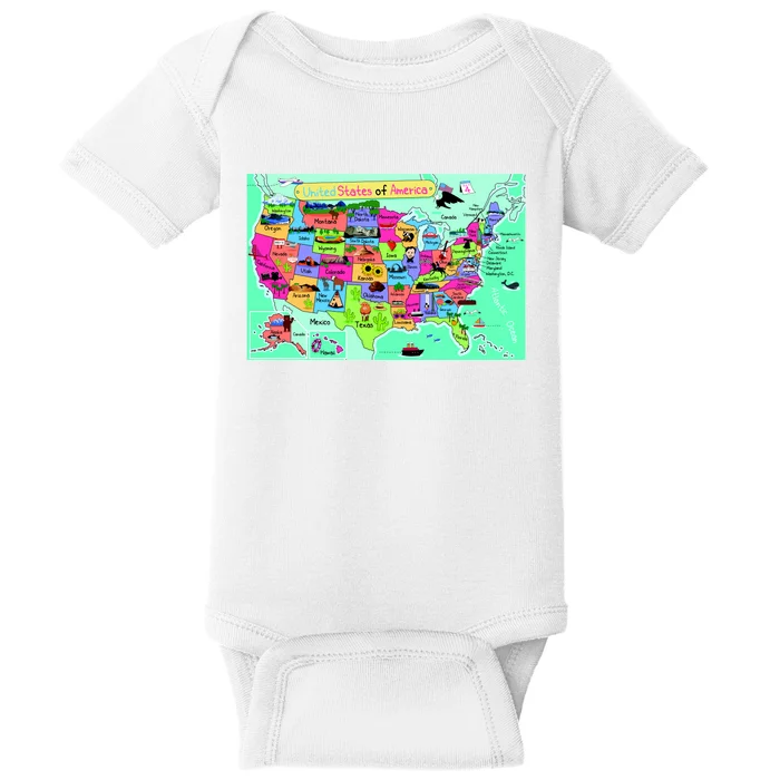 United States Cartoon Drawing Baby Bodysuit