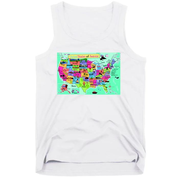 United States Cartoon Drawing Tank Top