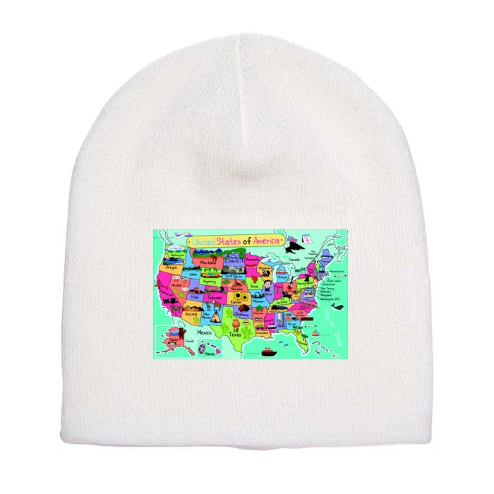 United States Cartoon Drawing Short Acrylic Beanie