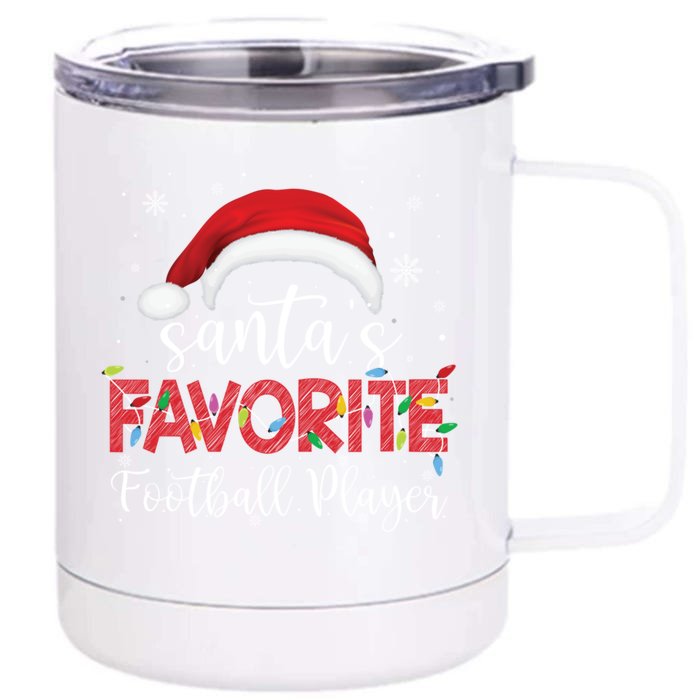 Ugly Sweater Christmas SantaS Favorite Football Player Xmas Cute Gift Front & Back 12oz Stainless Steel Tumbler Cup