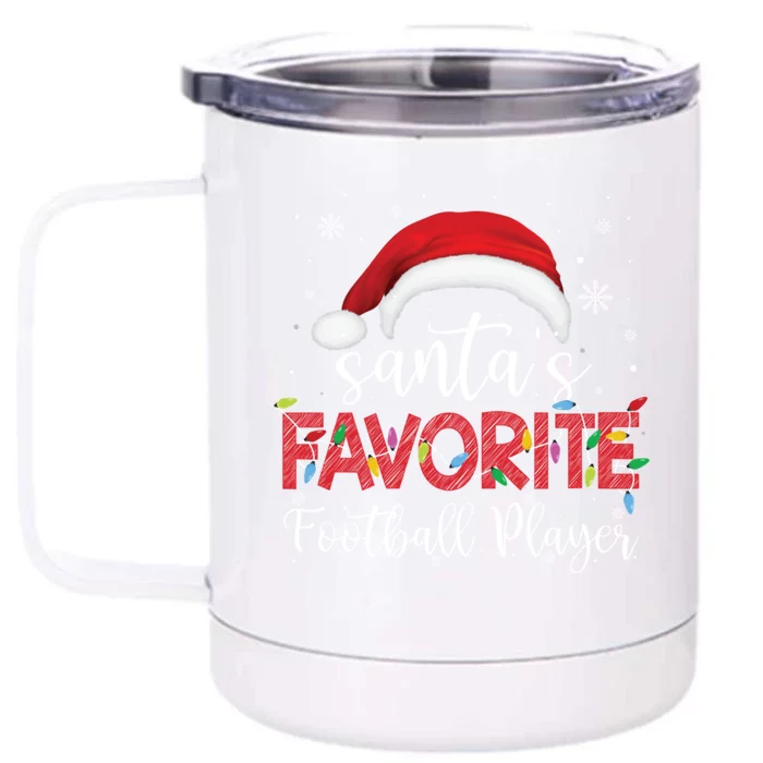 Ugly Sweater Christmas SantaS Favorite Football Player Xmas Cute Gift Front & Back 12oz Stainless Steel Tumbler Cup