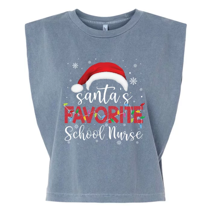 Ugly Sweater Christmas SantaS Favorite School Nurse Xmas Gift Garment-Dyed Women's Muscle Tee