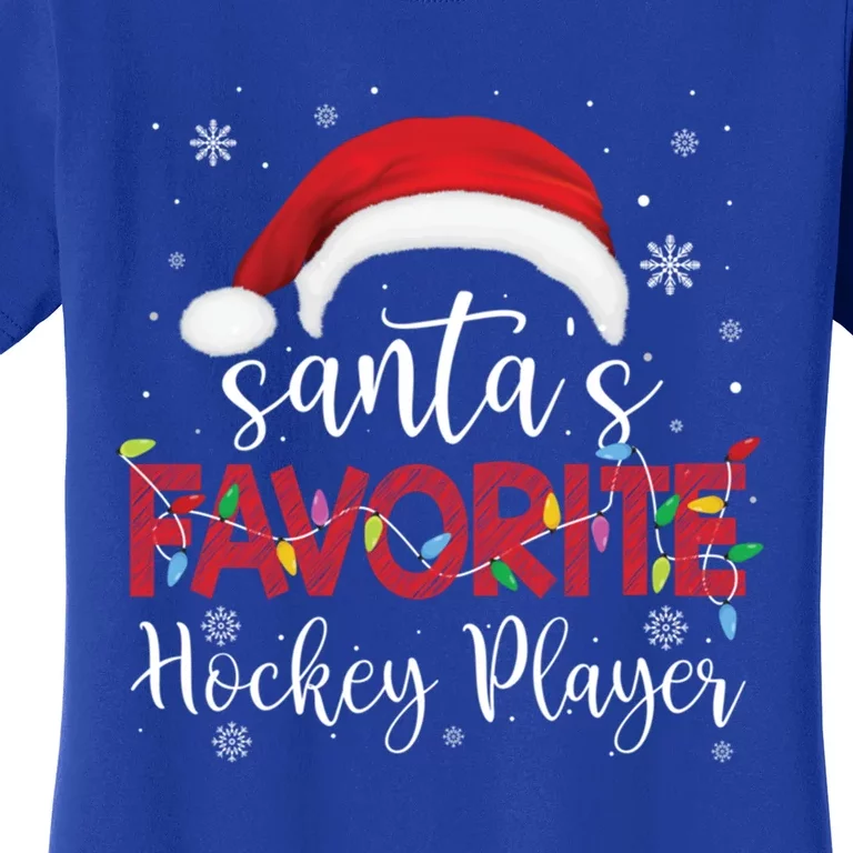 Ugly Sweater Christmas SantaS Favorite Hockey Player Xmas Gift Women's T-Shirt