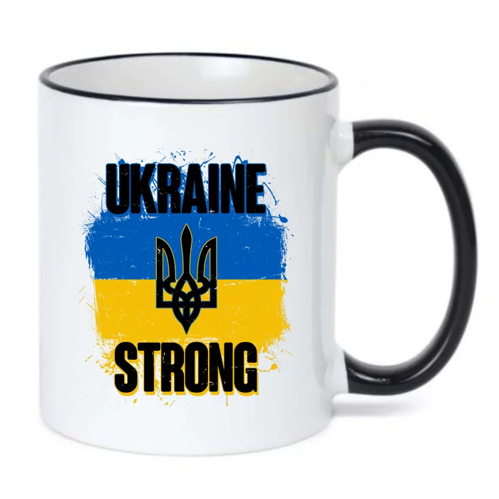 Ukraine Strong Distressed Painted Flag I Stand With Ukraine Black Color Changing Mug