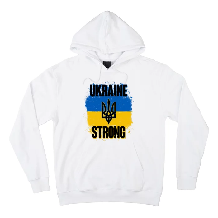 Ukraine Strong Distressed Painted Flag I Stand With Ukraine Hoodie