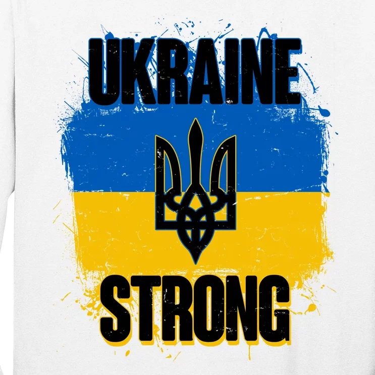 Ukraine Strong Distressed Painted Flag I Stand With Ukraine Long Sleeve Shirt