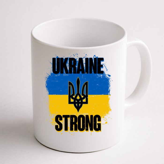 Ukraine Strong Distressed Painted Flag I Stand With Ukraine Front & Back Coffee Mug