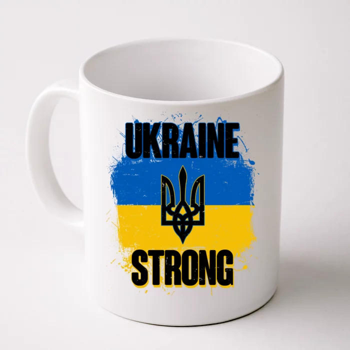 Ukraine Strong Distressed Painted Flag I Stand With Ukraine Front & Back Coffee Mug