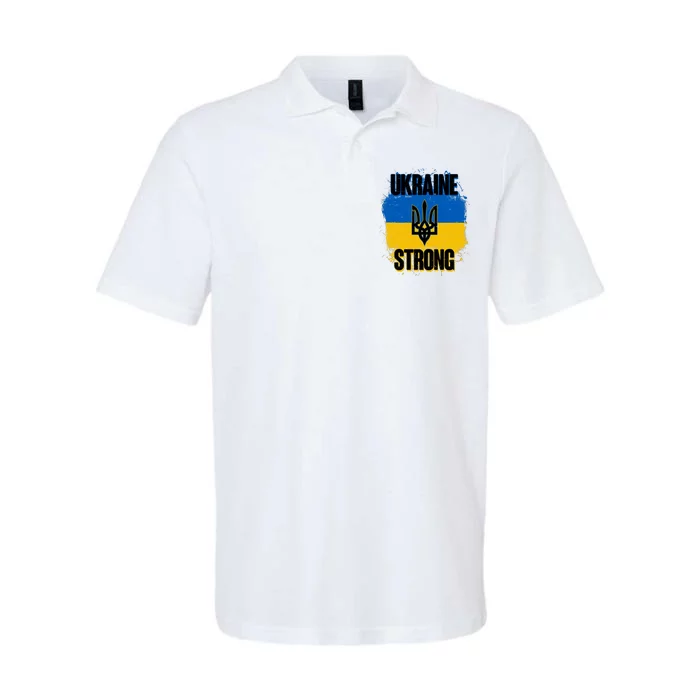 Ukraine Strong Distressed Painted Flag I Stand With Ukraine Softstyle Adult Sport Polo