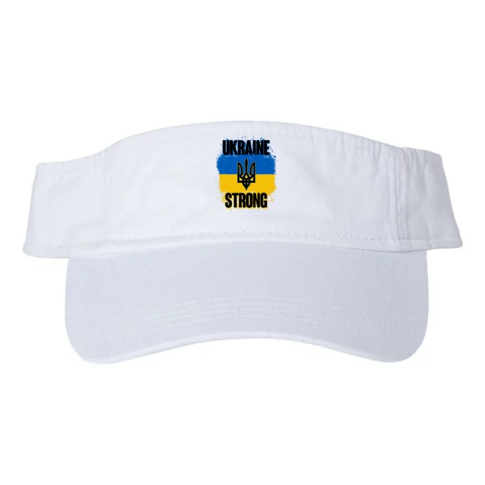 Ukraine Strong Distressed Painted Flag I Stand With Ukraine Valucap Bio-Washed Visor