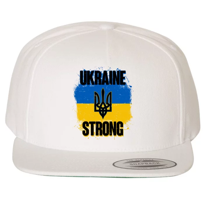 Ukraine Strong Distressed Painted Flag I Stand With Ukraine Wool Snapback Cap