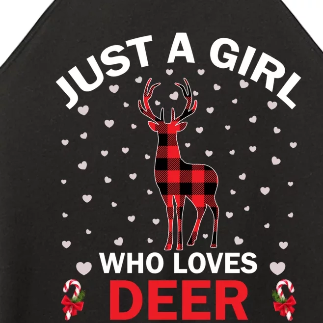 Ugly Style Deer Red Plaid Matching Christmas Funny Gift Women’s Perfect Tri Rocker Tank