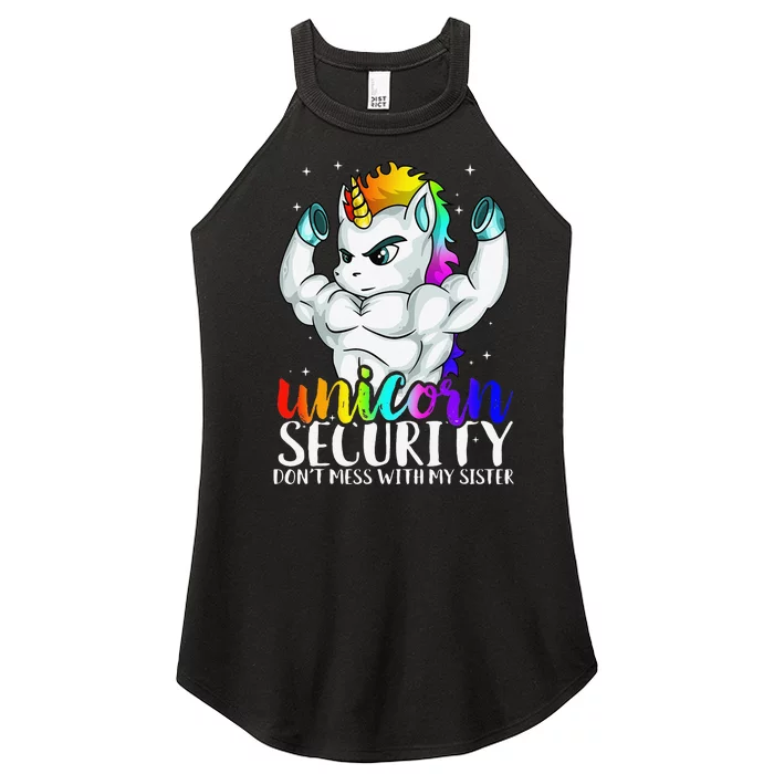 Unicorn Security Dont Mess With My Sister Funny Brother Gift Women’s Perfect Tri Rocker Tank