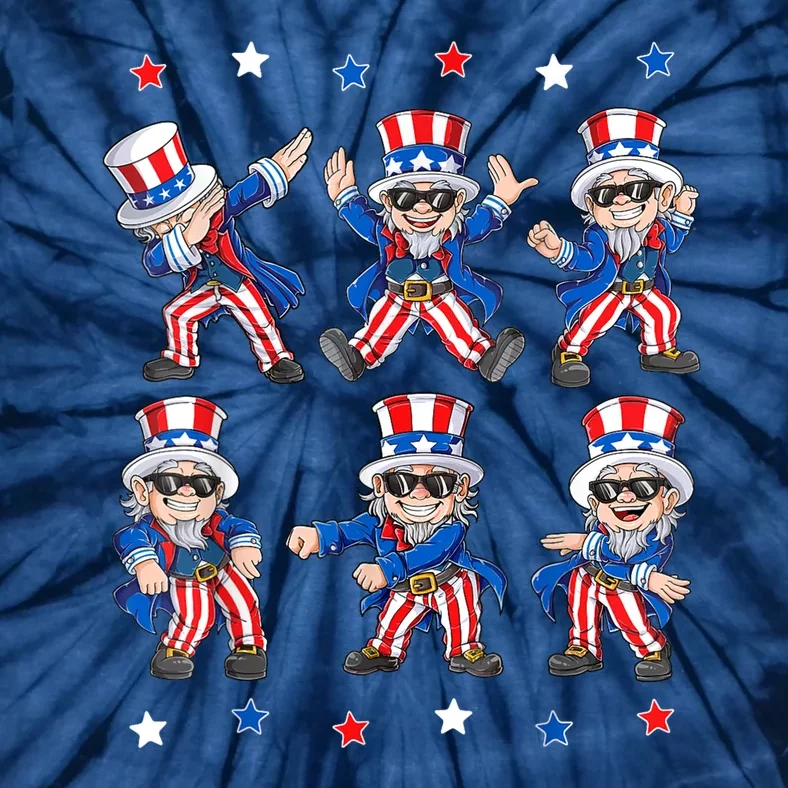 Uncle Sam Dance Dabbing Patriotic 4th Of July American Flag Tie-Dye T-Shirt