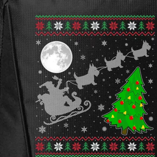 Ugly Scottie Dog Xmas Lighting Tree Santa Riding Scottie Dog Cute Gift City Backpack