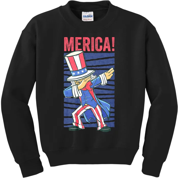 Uncle Sam Dabbing 4th Of July Merica Kids Sweatshirt