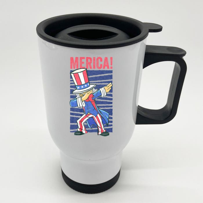 Uncle Sam Dabbing 4th Of July Merica Front & Back Stainless Steel Travel Mug