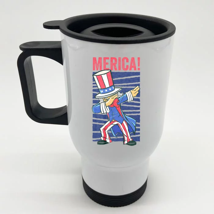 Uncle Sam Dabbing 4th Of July Merica Front & Back Stainless Steel Travel Mug