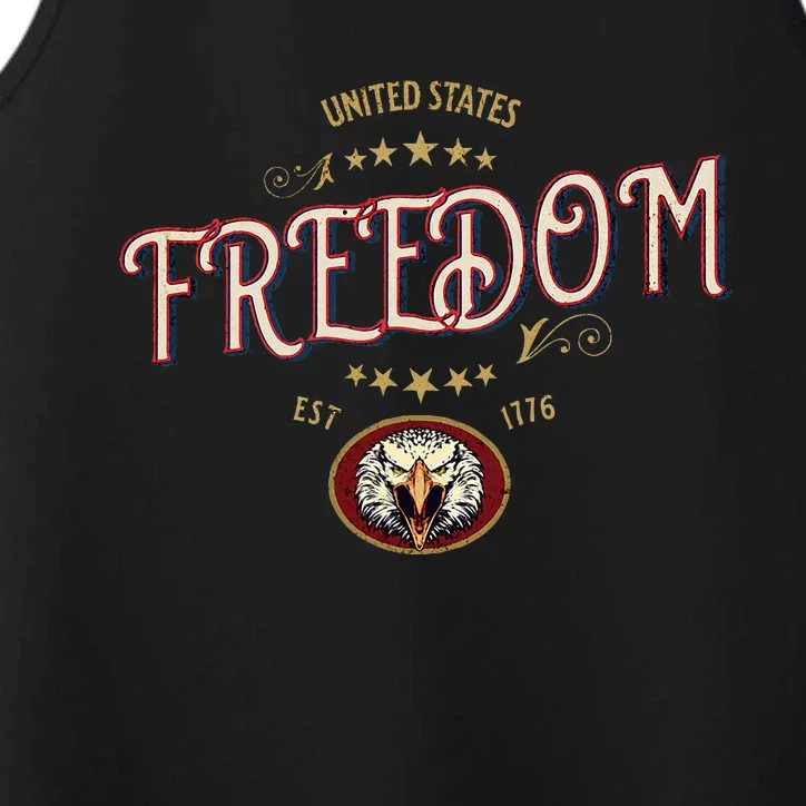 United States Est 1776 Eagle United We Stand For Freedom Performance Tank